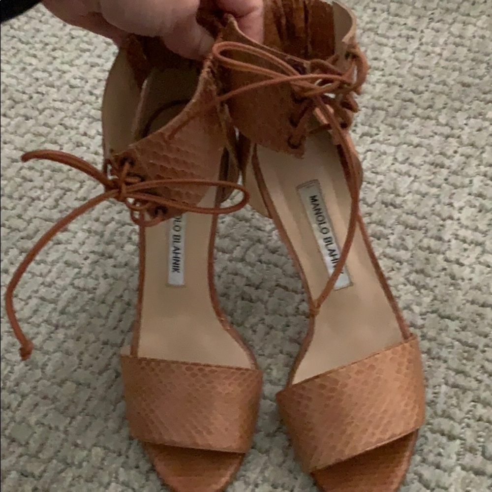 Manolo Blahnik open toed heels.